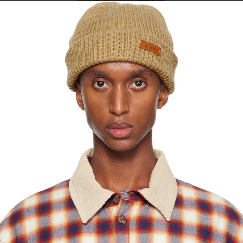 NWT Isabel Marant Briano Beanie Hat Taupe Tan